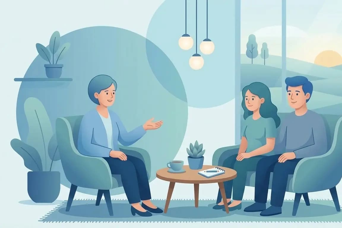 A therapist supporting a couple through relationship challenges