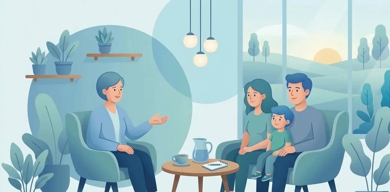 A family therapy support image representing shared understanding and conflict repair