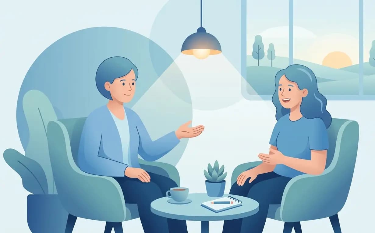 A therapist in conversation during an individual counselling session